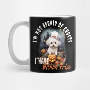 Bichon Frise Dog Ghost Guardian Vintage Halloween Funny Mug